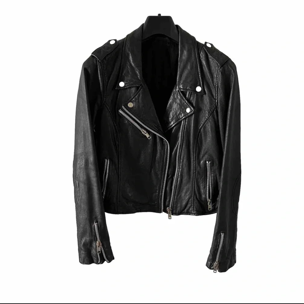 Leather biker jacket, size S/6 - Picture 1 of 5